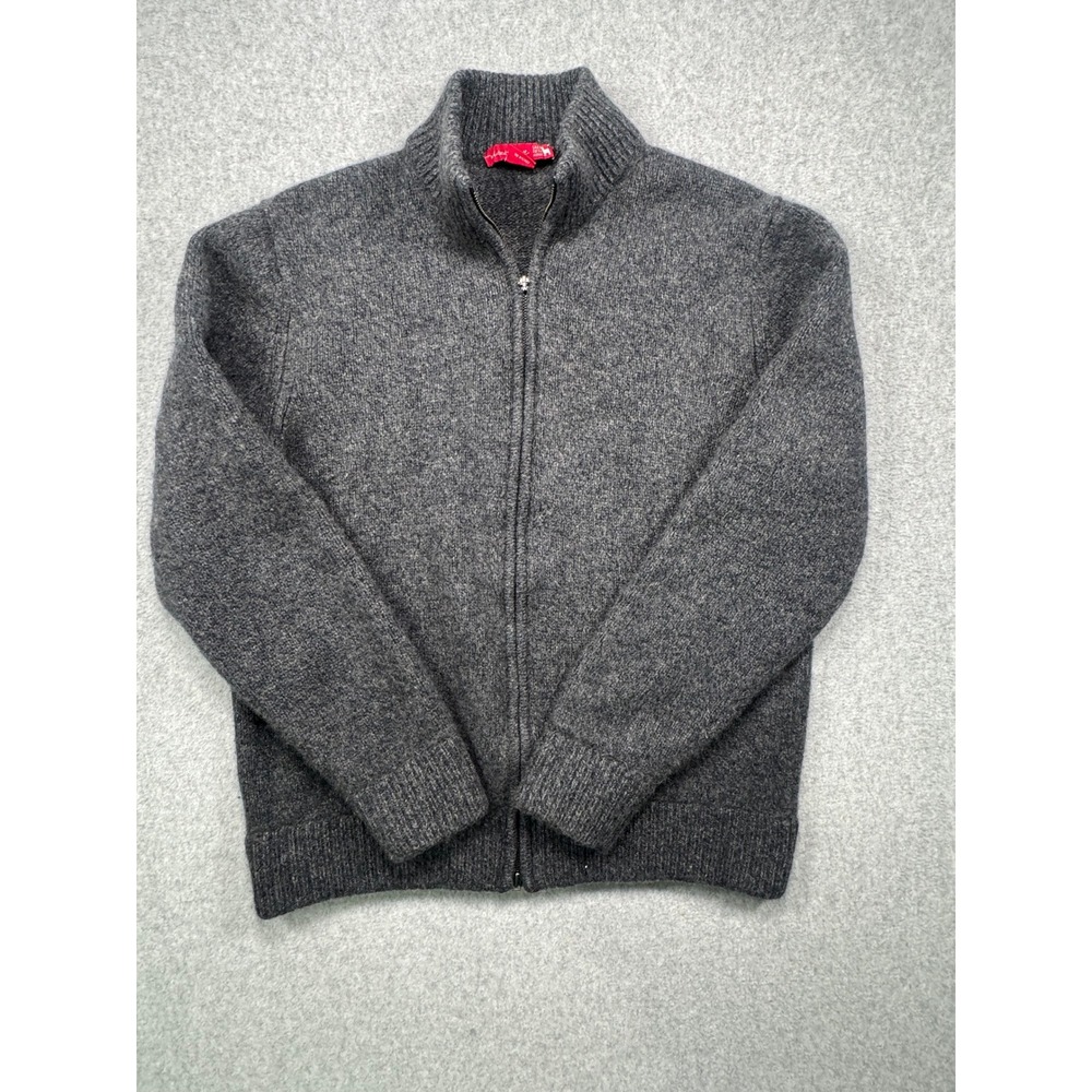 Saks Fifth Avenue Wild About Cashmere Full Zip Sweater Gray 100% Cashmere XL